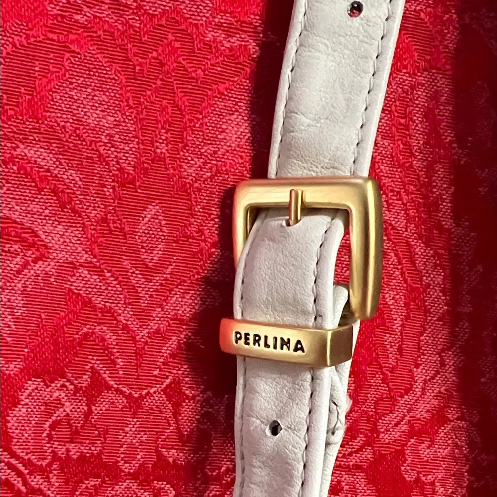 Perlina Cream Ivory Genuine Leather Crossbody Shoulder Bag Adjustable Strap